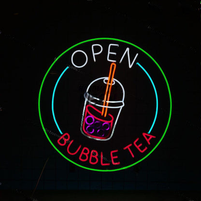 Open Bubble Tea Led Neon Sign Led Decor | Shineneon