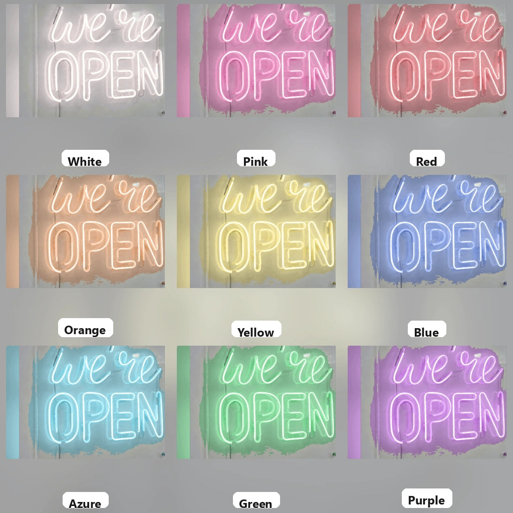 Open Business LED Neon Sign Wall Decor Business Sign - 05 Color Grid