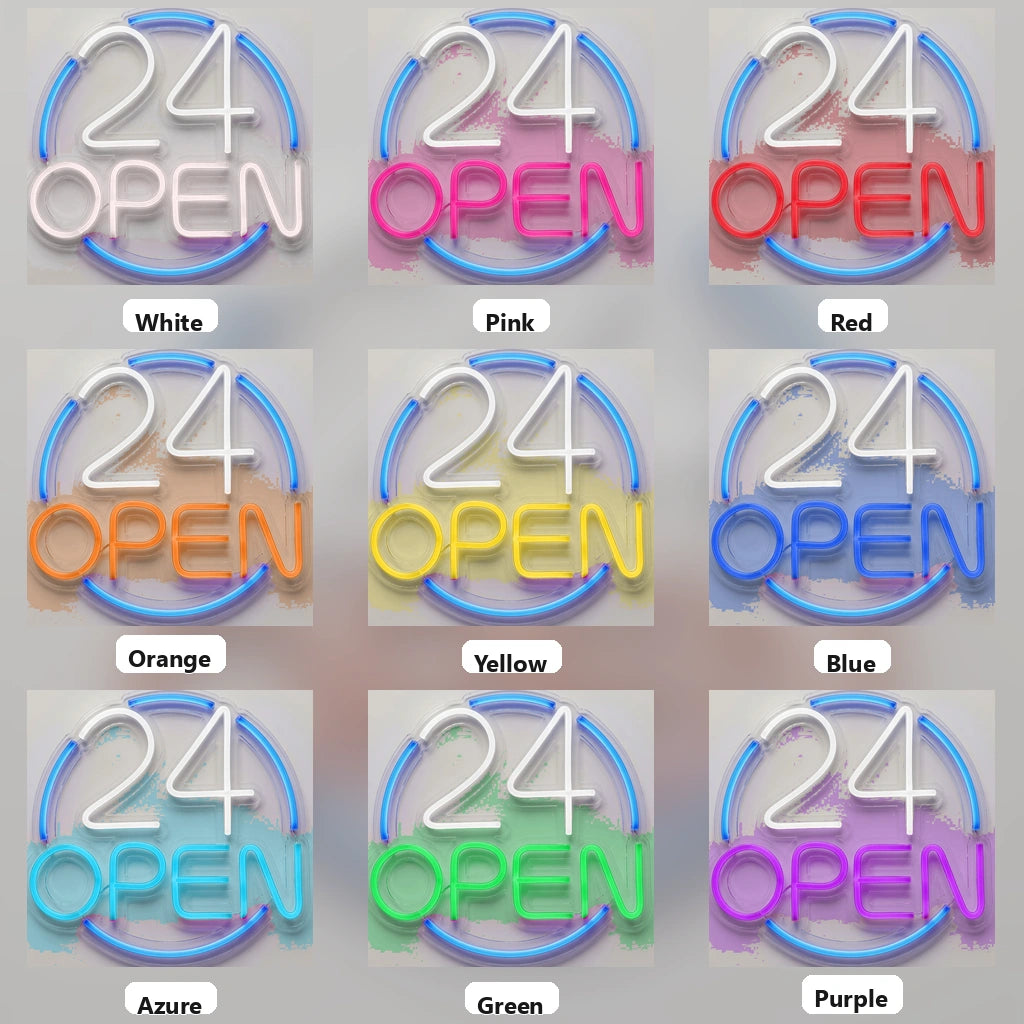 Open Business LED Neon Sign Wall Decor Wall Art - 05 Color Grid