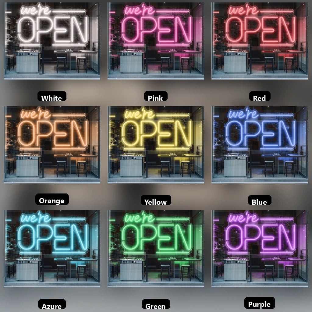 Open Business LED Neon Sign Wall Decor Wall Art Business Sign - 05 Color Grid