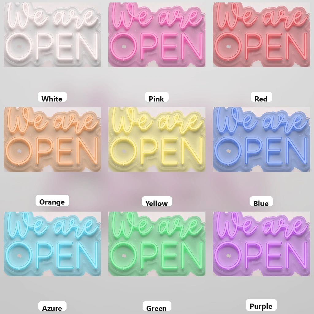 Open Business LED Neon Sign Wall Decor Wall Art Wall Art - 05 Color Grid