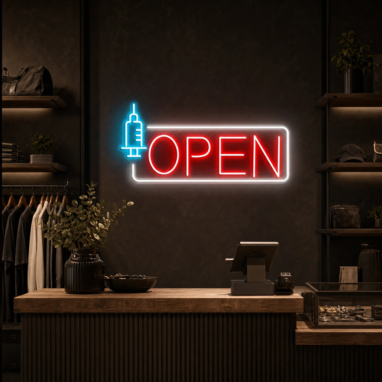 Open Business Wall Decor LED Neon Sign Garage Man Cave Neon Sign real lifestyle scene