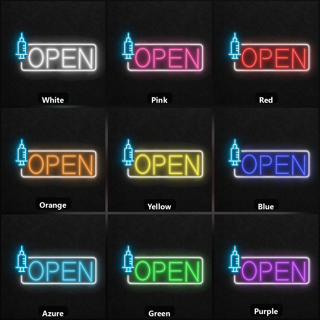 Open Business Wall Decor LED Neon Sign Garage Man Cave Neon Sign color grid