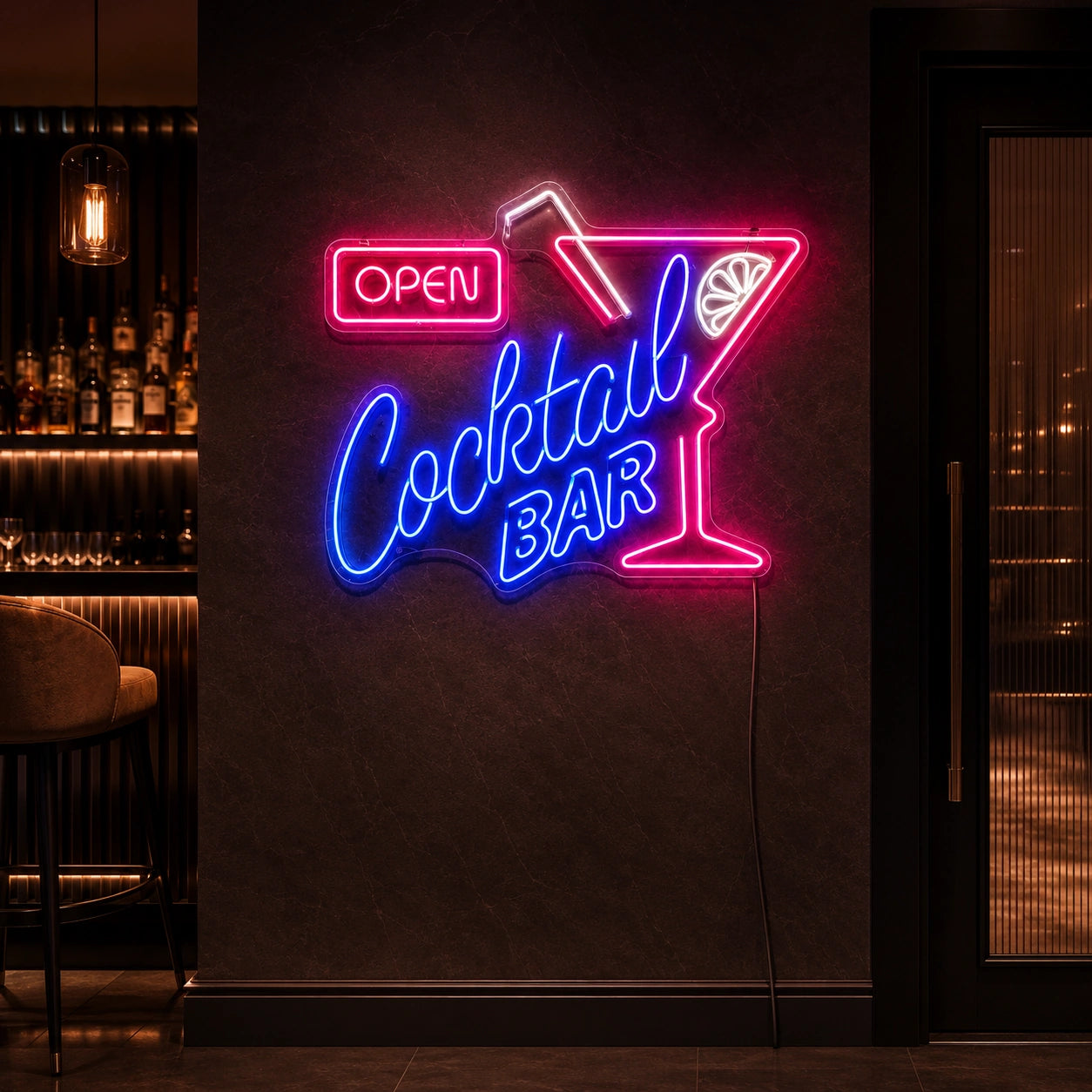 Open Cocktail Bar LED Neon Sign - 04 Size Image