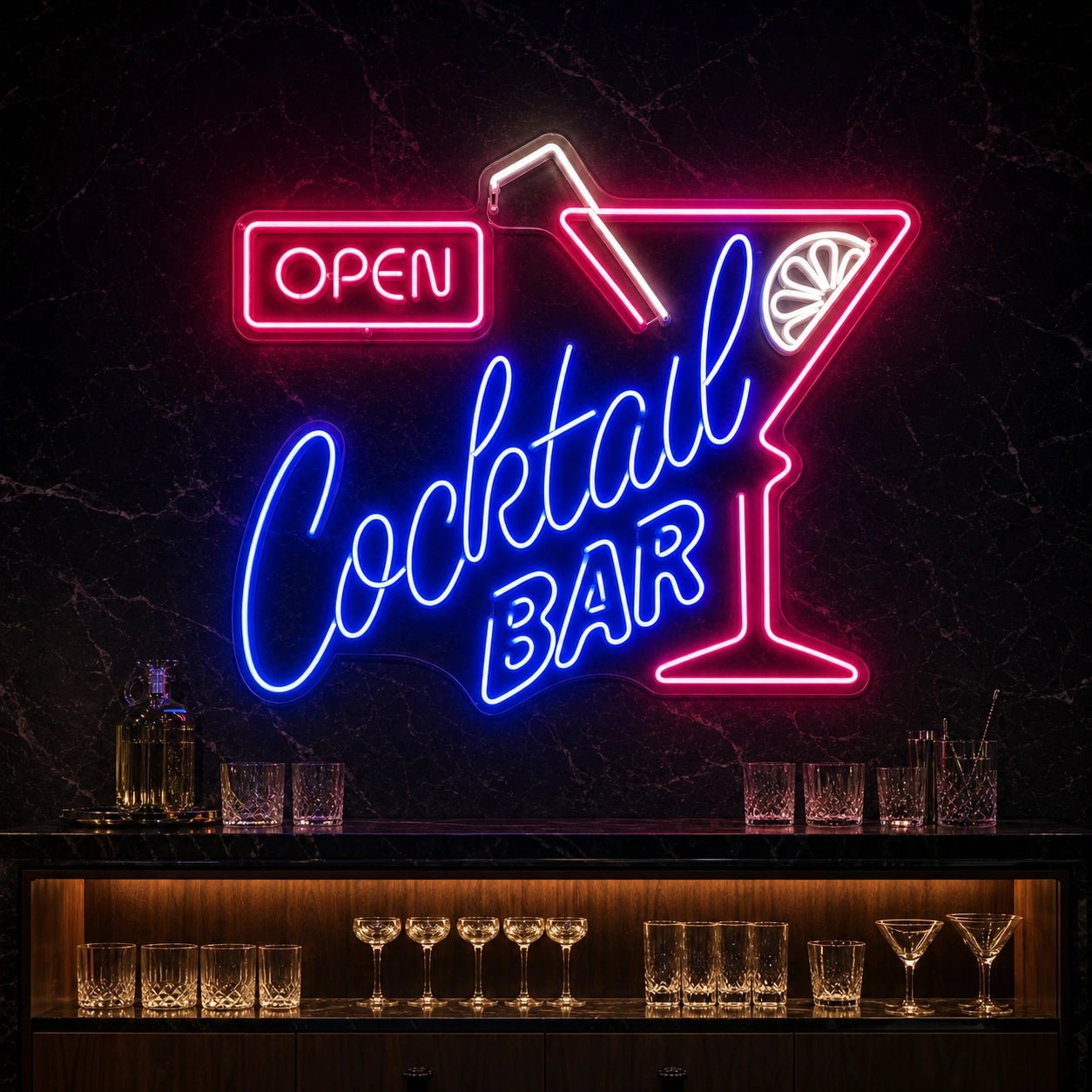 Open Cocktail Bar Man Cave LED Neon Sign - Shineneon