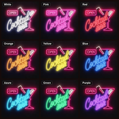 Open Cocktail Bar Man Cave LED Neon Sign - Shineneon