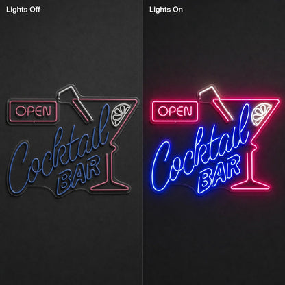 Open Cocktail Bar Man Cave LED Neon Sign - Shineneon