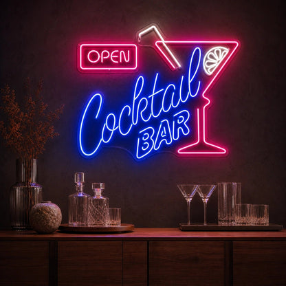 Open Cocktail Bar Man Cave LED Neon Sign - Shineneon