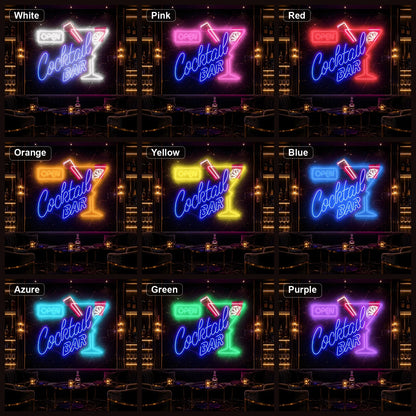 Open Cocktail Bar Man Cave LED Neon Sign Garage Man Cave Neon Sign color grid