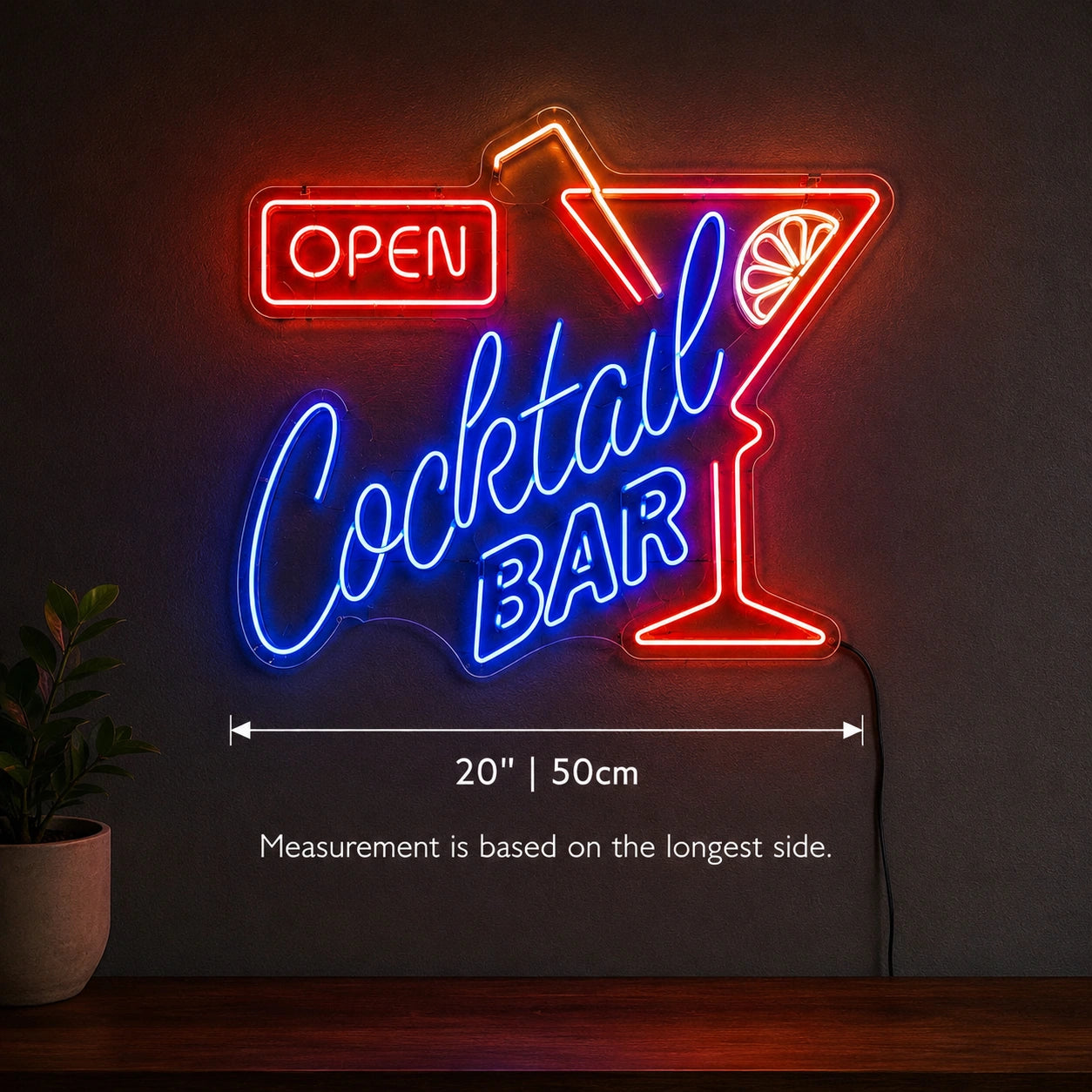 Open Cocktail Bar Neon Sign LED Neon Sign size image