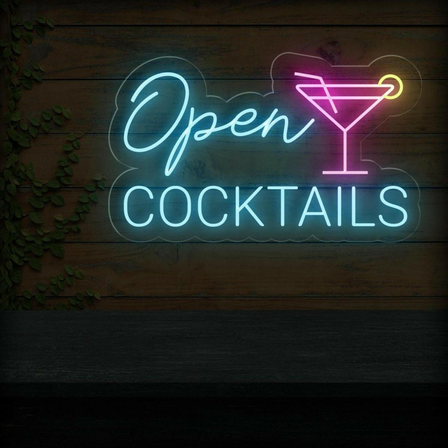 Open Cocktails Purple-Yellow Led Neon Sign For Bar Decor | Shineneon