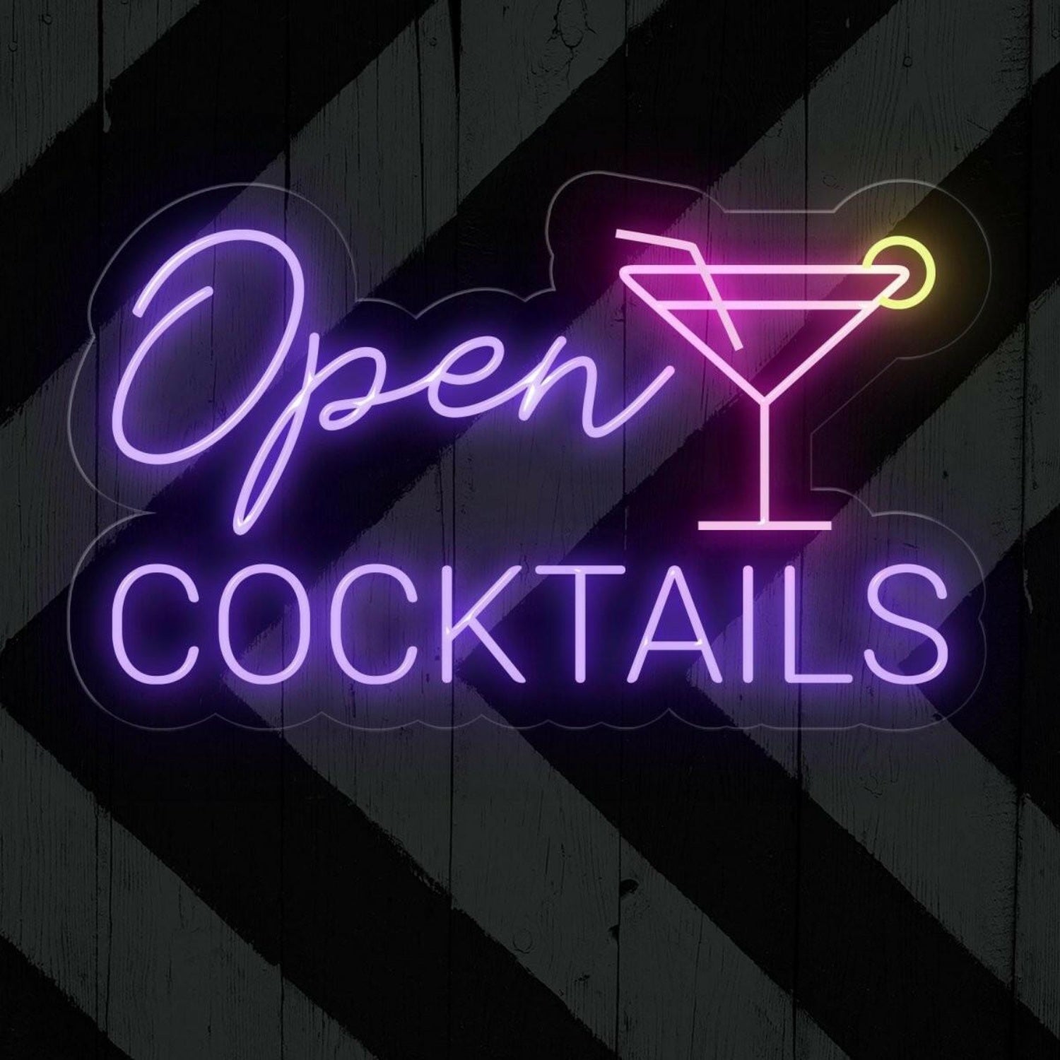 Open Cocktails Purple-Yellow Led Neon Sign For Bar Decor | Shineneon