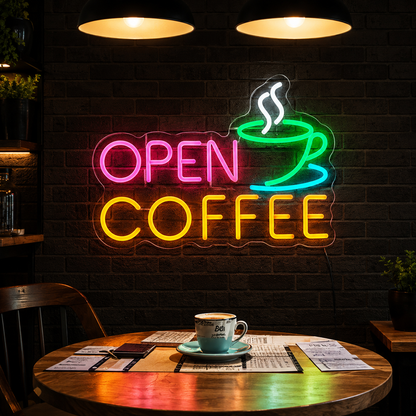 Open Coffee LED Neon Sign - 01 Original Product Image