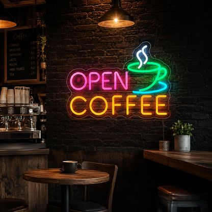 Open Coffee LED Neon Sign - 02 High-Converting Product Image