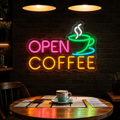 Open Coffee LED Neon Sign - Shineneon