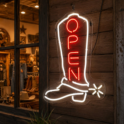 Open Cowboy Boot Neon Sign LED Neon Sign real lifestyle scene