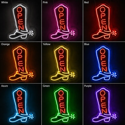 Open Cowboy Boot Neon Sign LED Neon Sign color grid