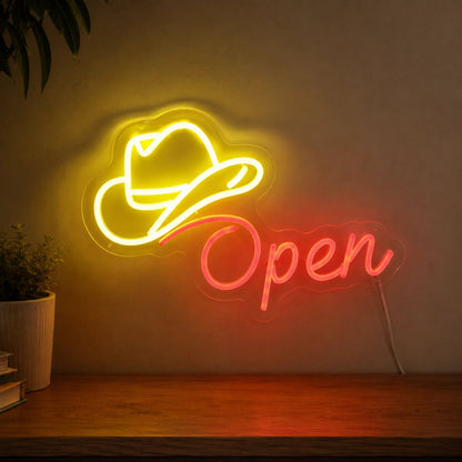 Open Cowboy Hat LED Neon Sign - Shineneon