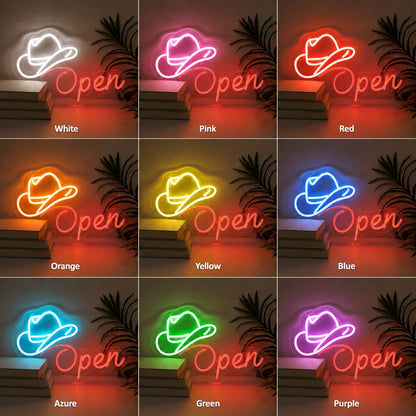 Open Cowboy Hat LED Neon Sign - Shineneon