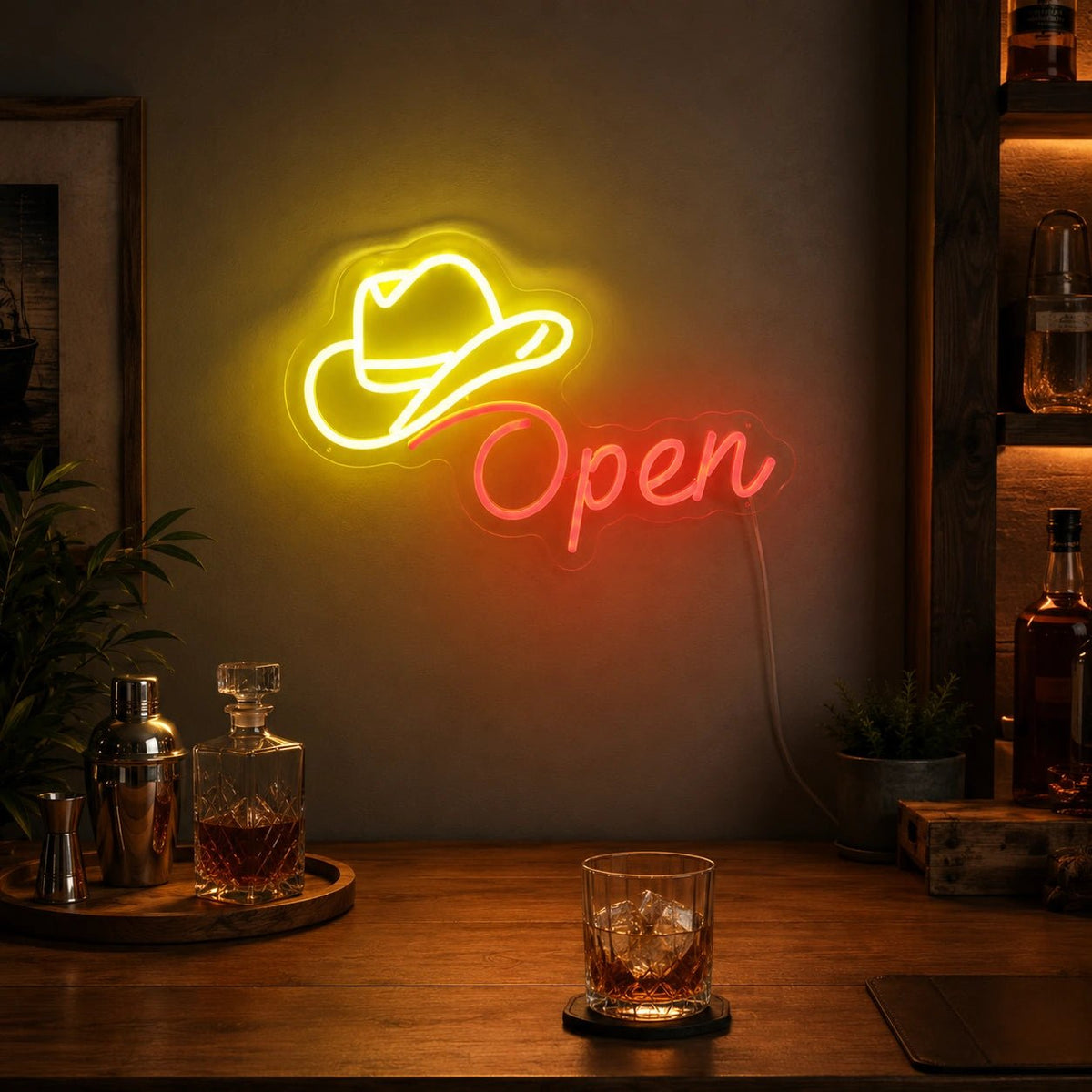 Open Cowboy Hat LED Neon Sign - Shineneon