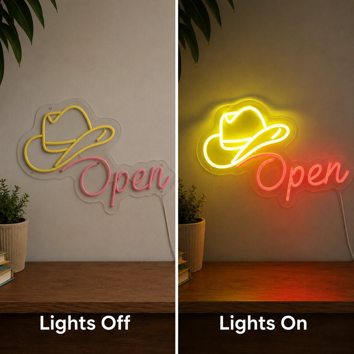 Open Cowboy Hat LED Neon Sign - Shineneon