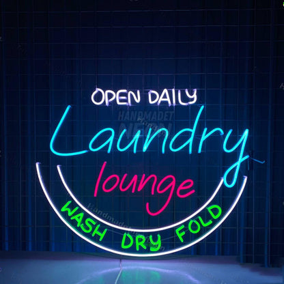 Open Daily Laundry Led Neon Sign Wash Dry Fold Decor | Shineneon