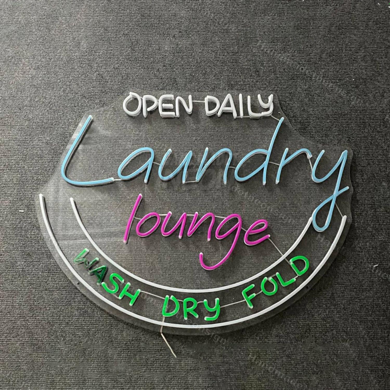 Open Daily Laundry Led Neon Sign Wash Dry Fold Decor | Shineneon