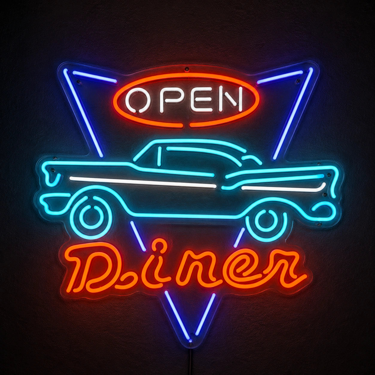 Open Diner Classic Car Neon Sign LED Neon Sign high-converting product image