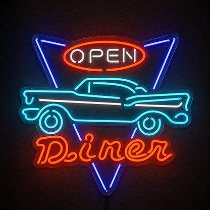 Open Diner Classic Car Neon Sign LED Neon Sign high-converting product image