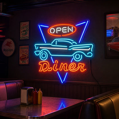 Open Diner Classic Car Neon Sign LED Neon Sign real lifestyle scene