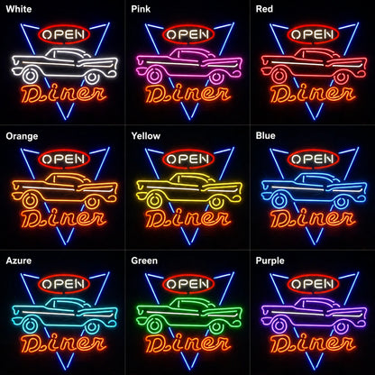 Open Diner Classic Car Neon Sign LED Neon Sign color grid