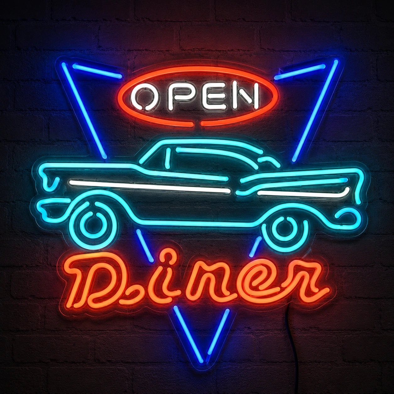 Open Diner Classic Car Neon Sign LED Neon Sign main product image