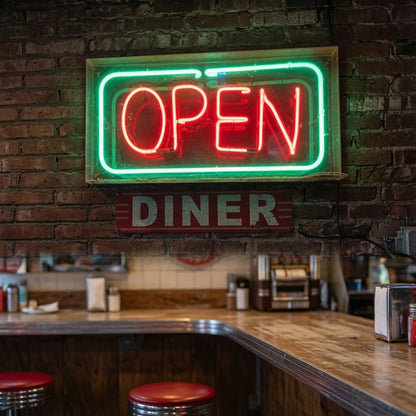 Open Diner Wall Decor LED Neon Sign - 03 Real Lifestyle Scene