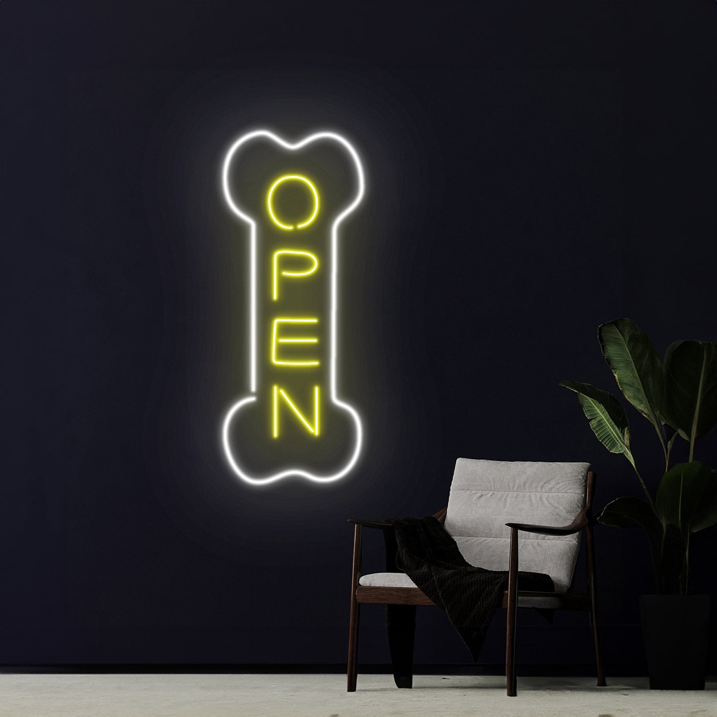 Open Dog Bone Neon Light