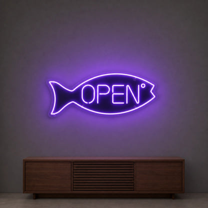 Open Fish LED Neon Sign size image