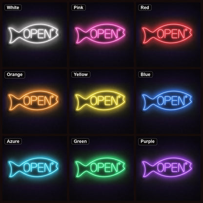 Open Fish LED Neon Sign color grid