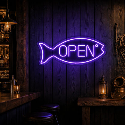 Open Fish LED Neon Sign Garage Man Cave Neon Sign high-converting product image