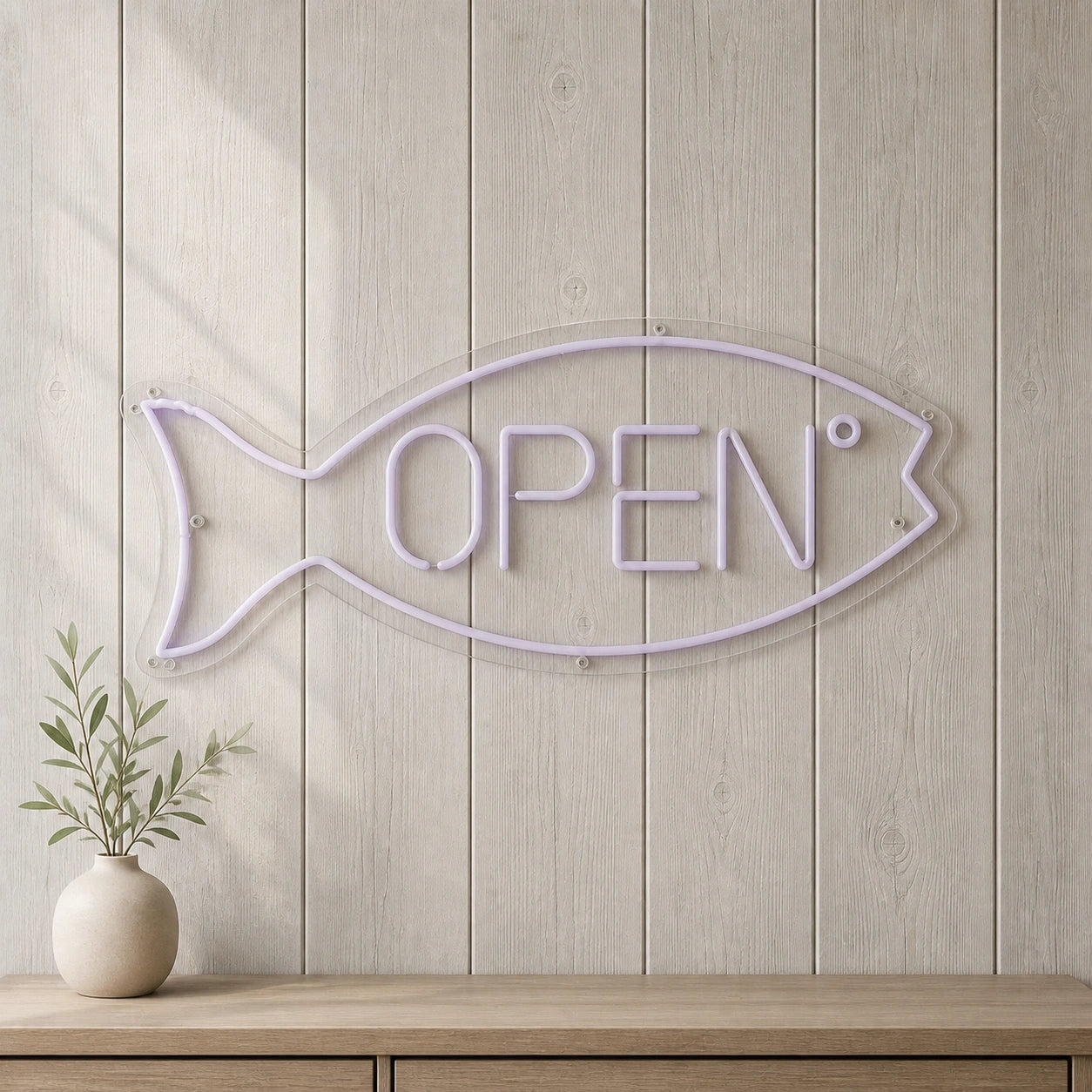 Open Fish LED Neon Sign Garage Man Cave Neon Sign size image