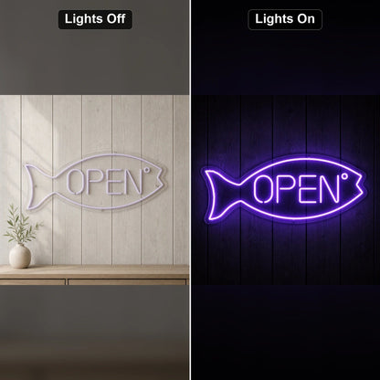 Open Fish LED Neon Sign Garage Man Cave Neon Sign - Shineneon