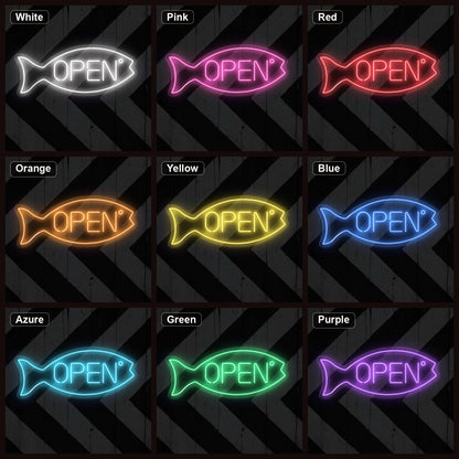 Open Fish LED Neon Sign Garage Man Cave Neon Sign - Shineneon