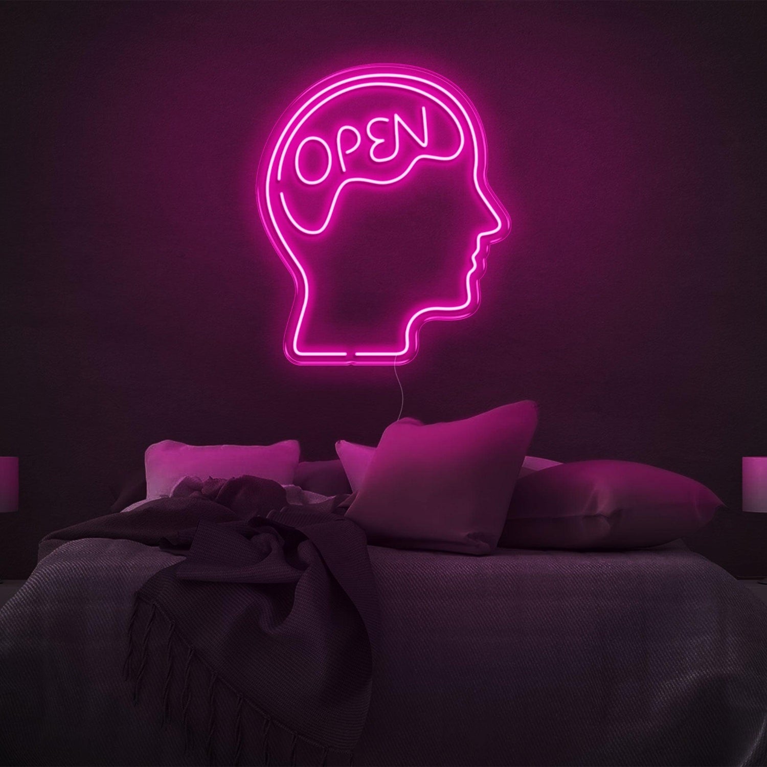 Open Head Brain Design Yellow Led Neon Sign For Modern Bedroom Wall Art | Shineneon