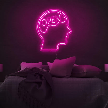 Open Head Brain Design Yellow Led Neon Sign For Modern Bedroom Wall Art | Shineneon