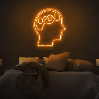 Open Head Brain Design Yellow Led Neon Sign For Modern Bedroom Wall Art | Shineneon