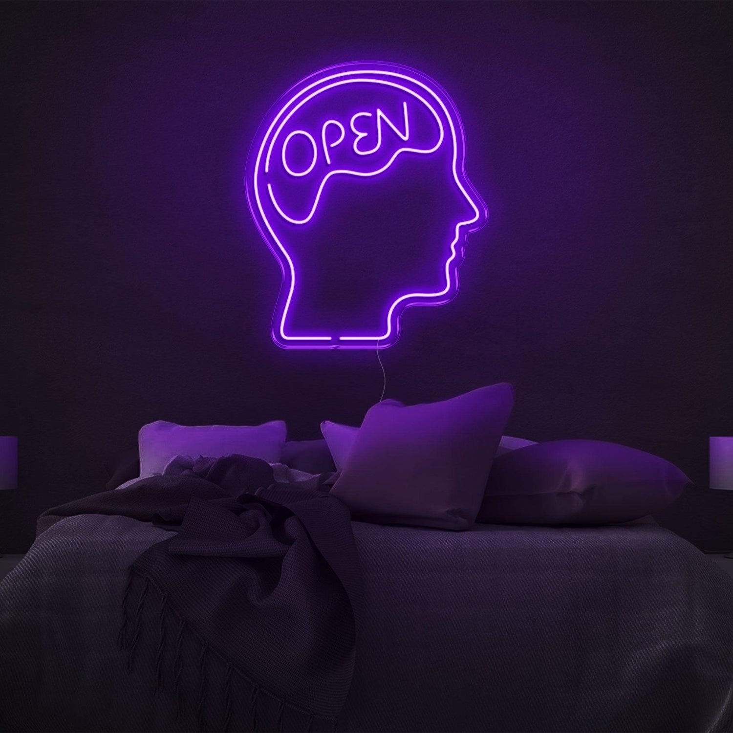 Open Head Brain Design Yellow Led Neon Sign For Modern Bedroom Wall Art | Shineneon