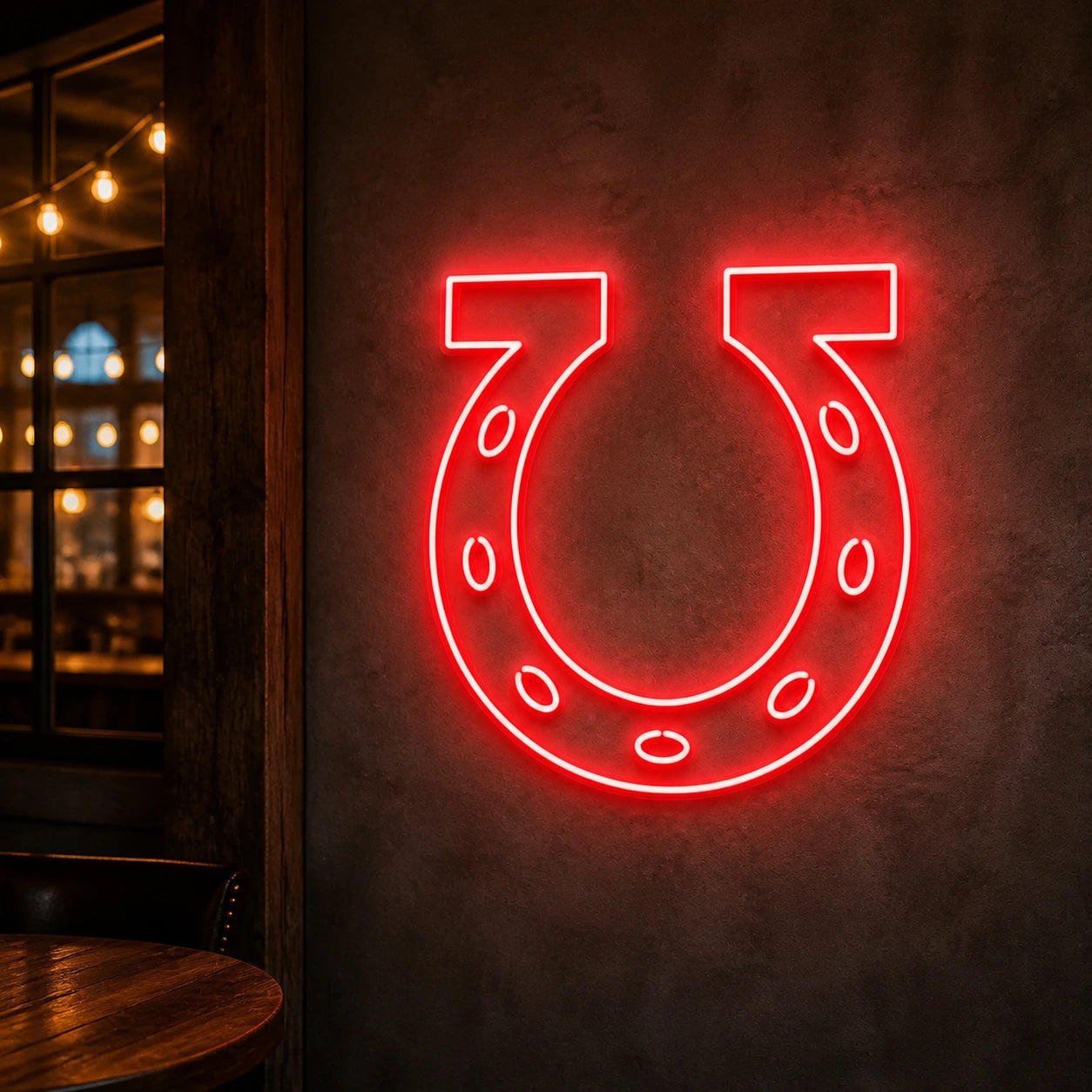 Open Horseshoe Curve Vintage LED Neon Sign real lifestyle scene