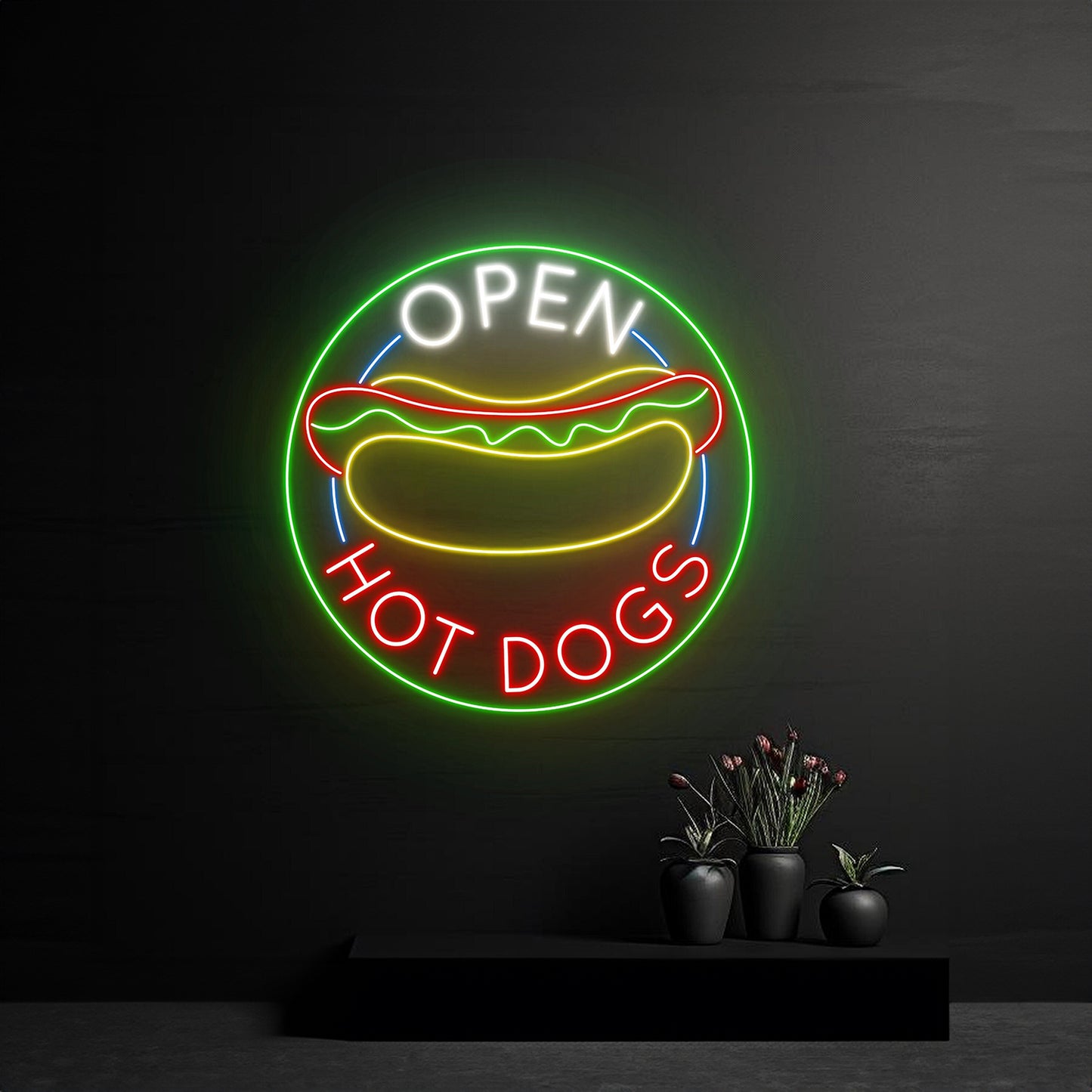 Open Hotdog Neon Light