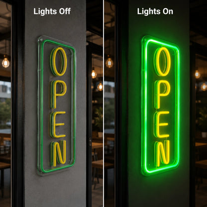 Open LED Neon Sign - 06 Day Night Comparison