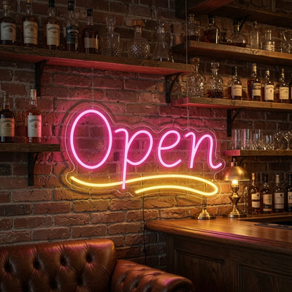Open LED Neon Sign Bedroom Decor - 03 Real Lifestyle Scene