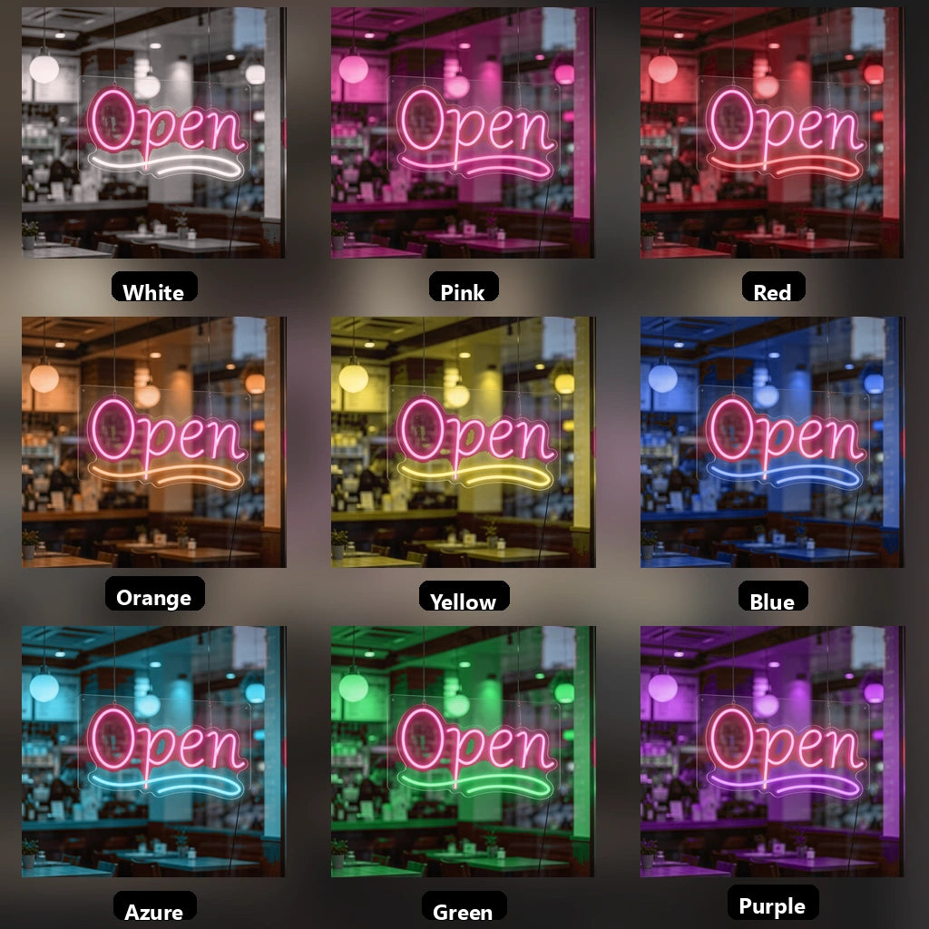 Open LED Neon Sign Bedroom Decor - 05 Color Grid