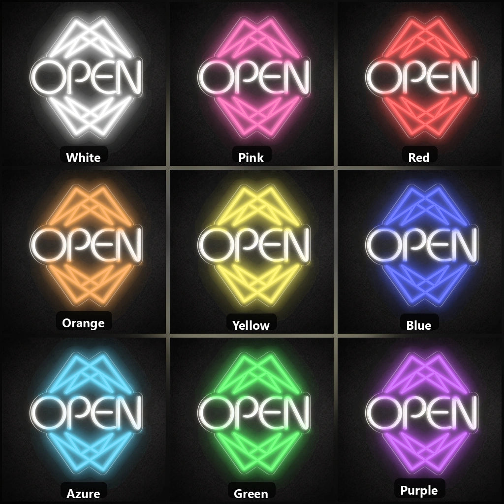 Open LED Neon Sign Garage Man Cave Neon Sign color grid